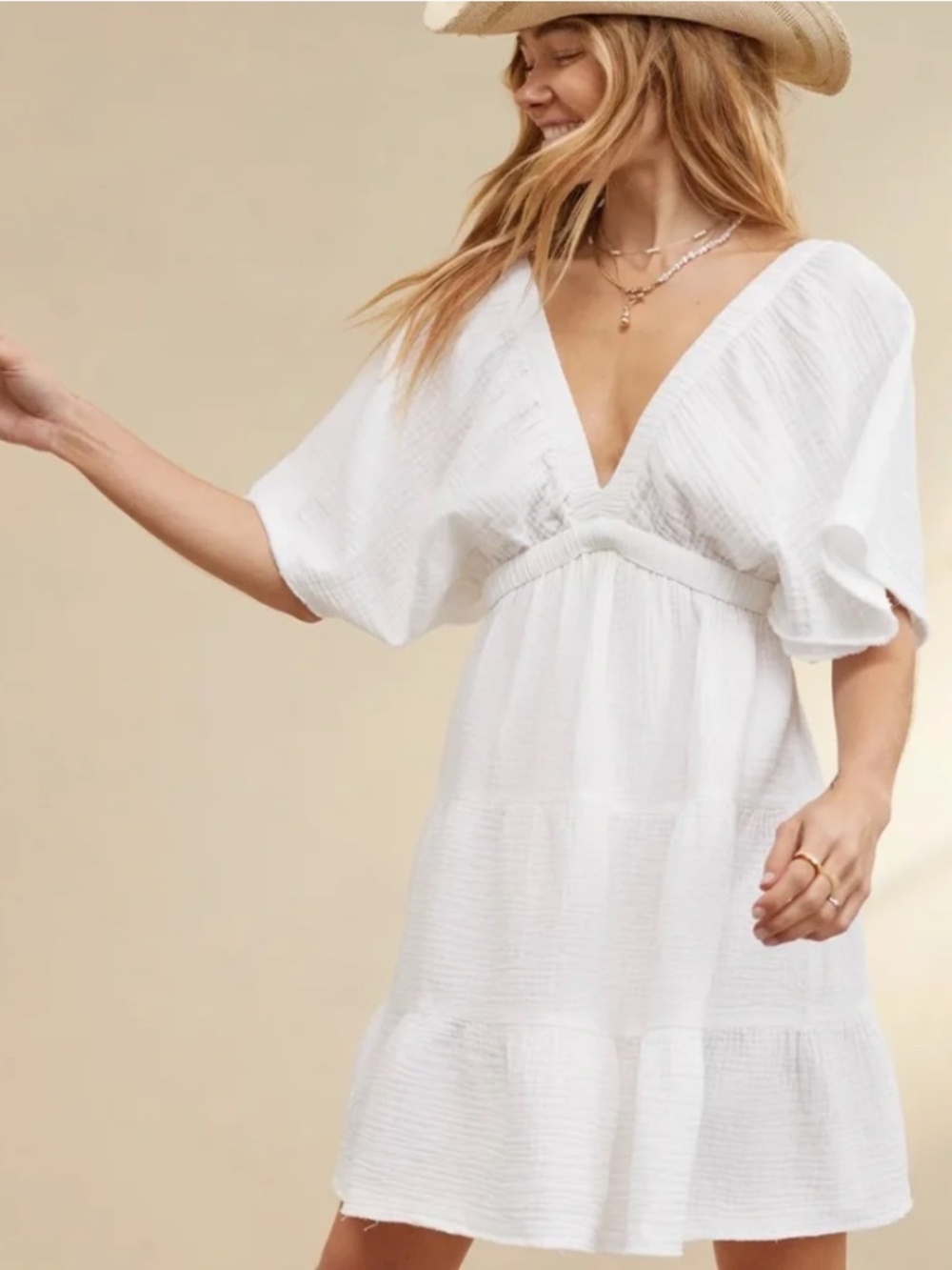 Aerie Gauze Flutter Sleeve Dress - Picture 2 of 7